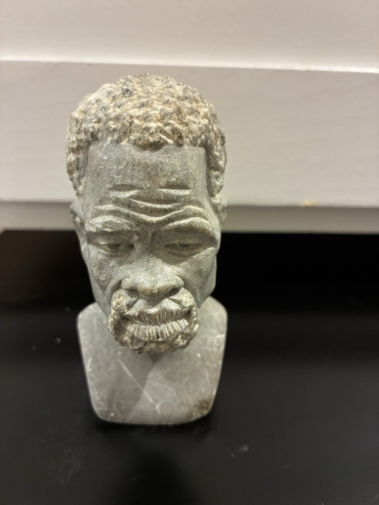 Carved Stone African Figure Bust Sculpture