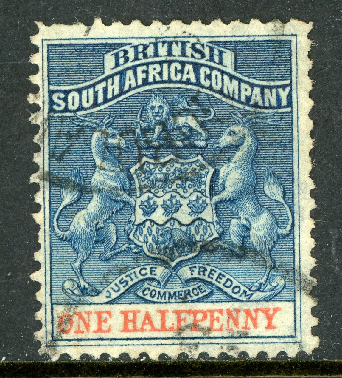 Rhodesia 1892 British QV  ½p Deep Blue & Vermillion SG #19 VFU S552