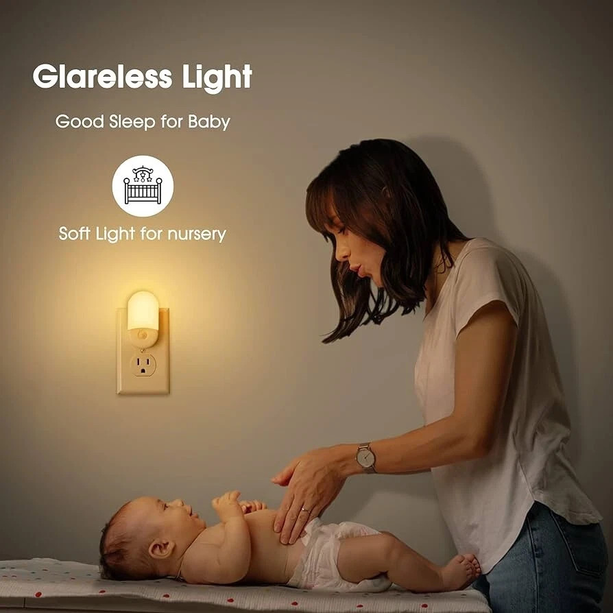 LOHAS LED Motion Sensor Night Light Plug-In 3000K Warm White 2 Pack Adjustable