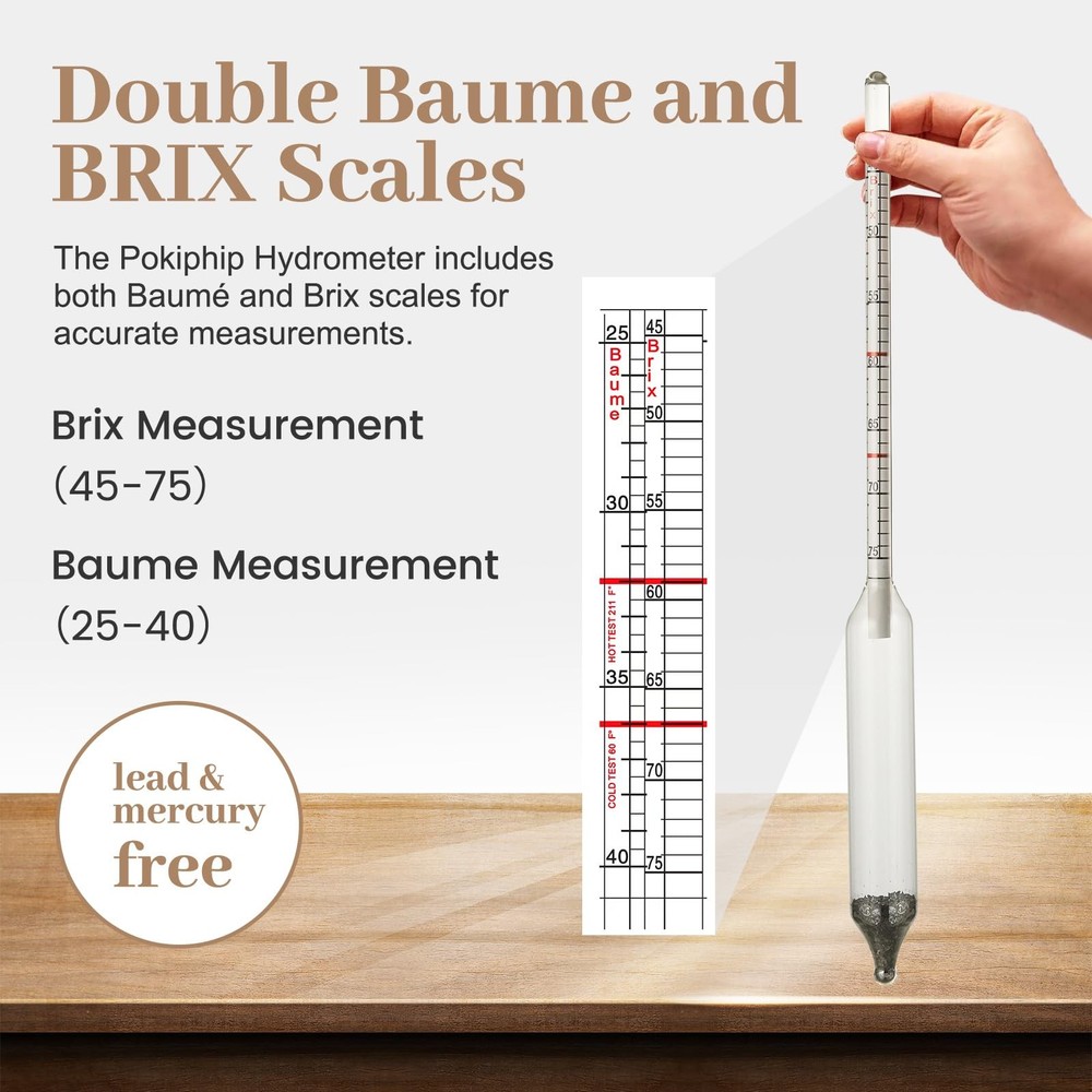 Maple Syrup Hydrometer, Baume and Brix Scale, Hydrometer
