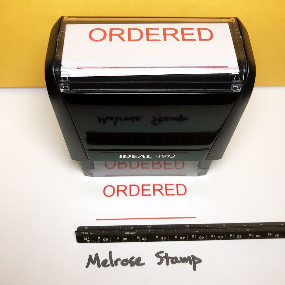 Ordered With Name Date Line Stamp Red Ink Self Inking Ideal 4913