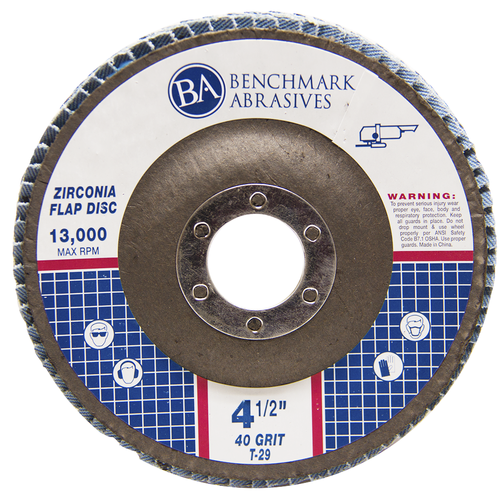 50 Pack 4.5” x 7/8" Professional 40 Grit Zirconia Flap Disc Grinding Wheels T29
