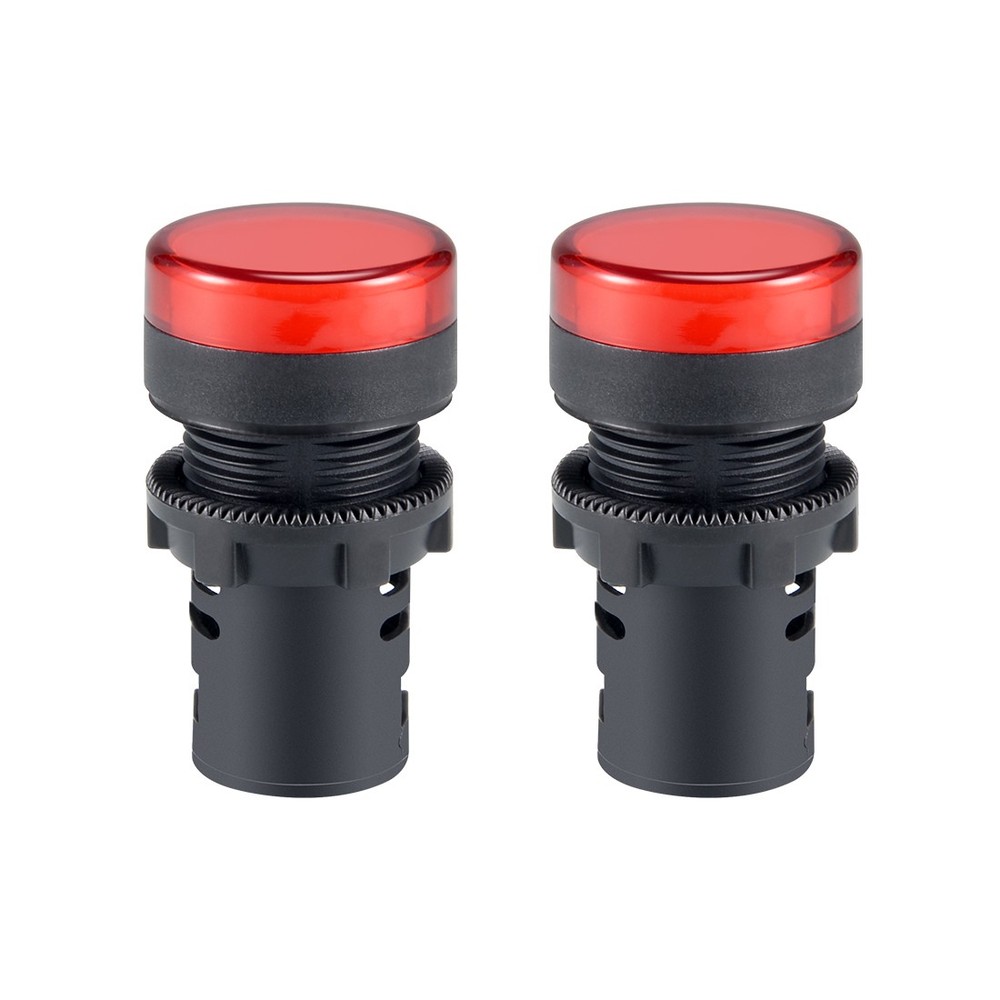 Indicator Lights AC 380V, Red LED, Flush Panel Mount 7/8" 22mm, 2Pcs