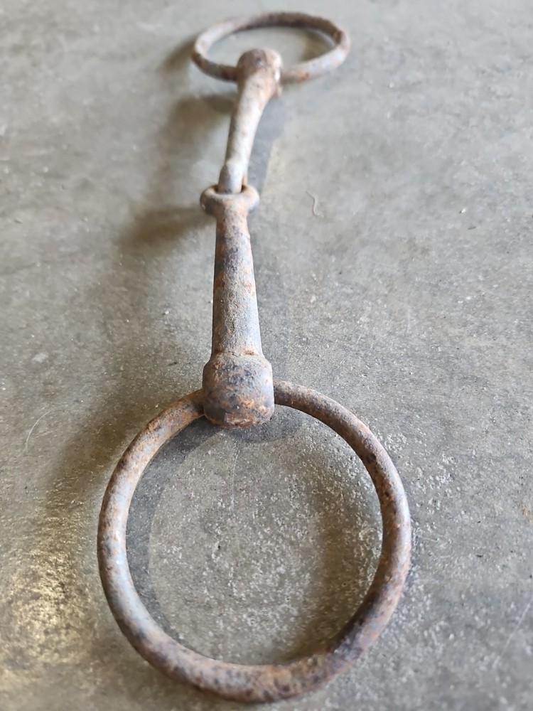 Vintage 6" horse bit snaffle. Surface rust. Farm western decor