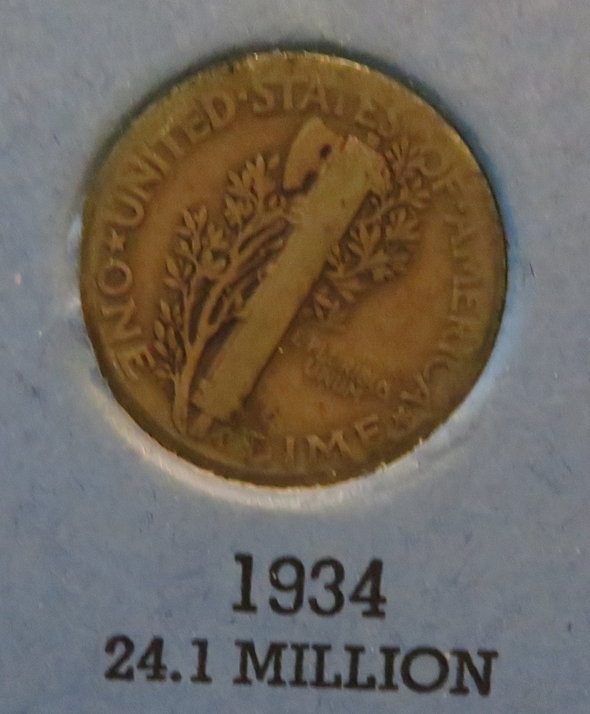 1934 Silver Mercury Dime 10c