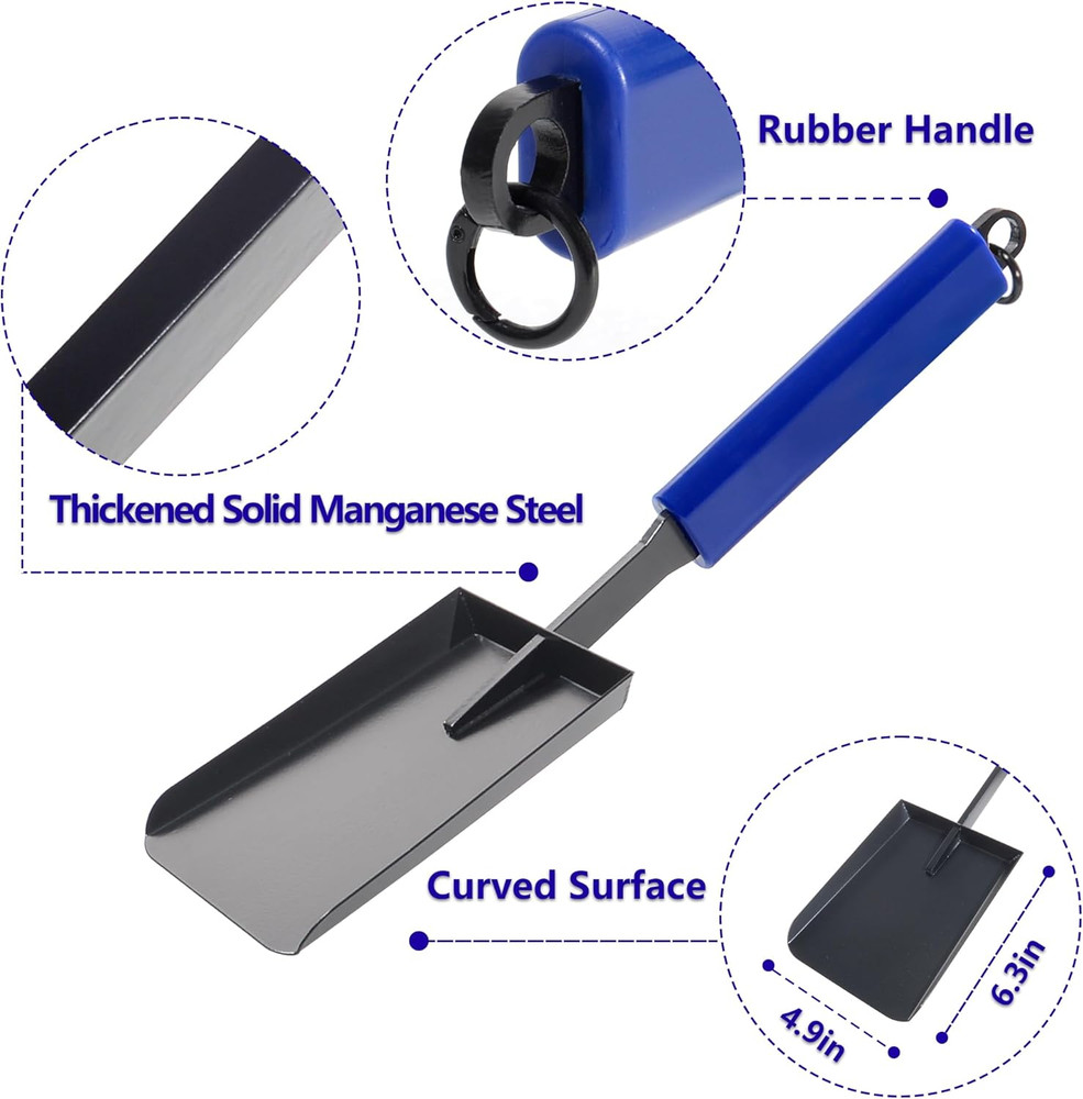 15" Solid Iron Ash Shovel for Fire Pit & Indoor Fireplace Use