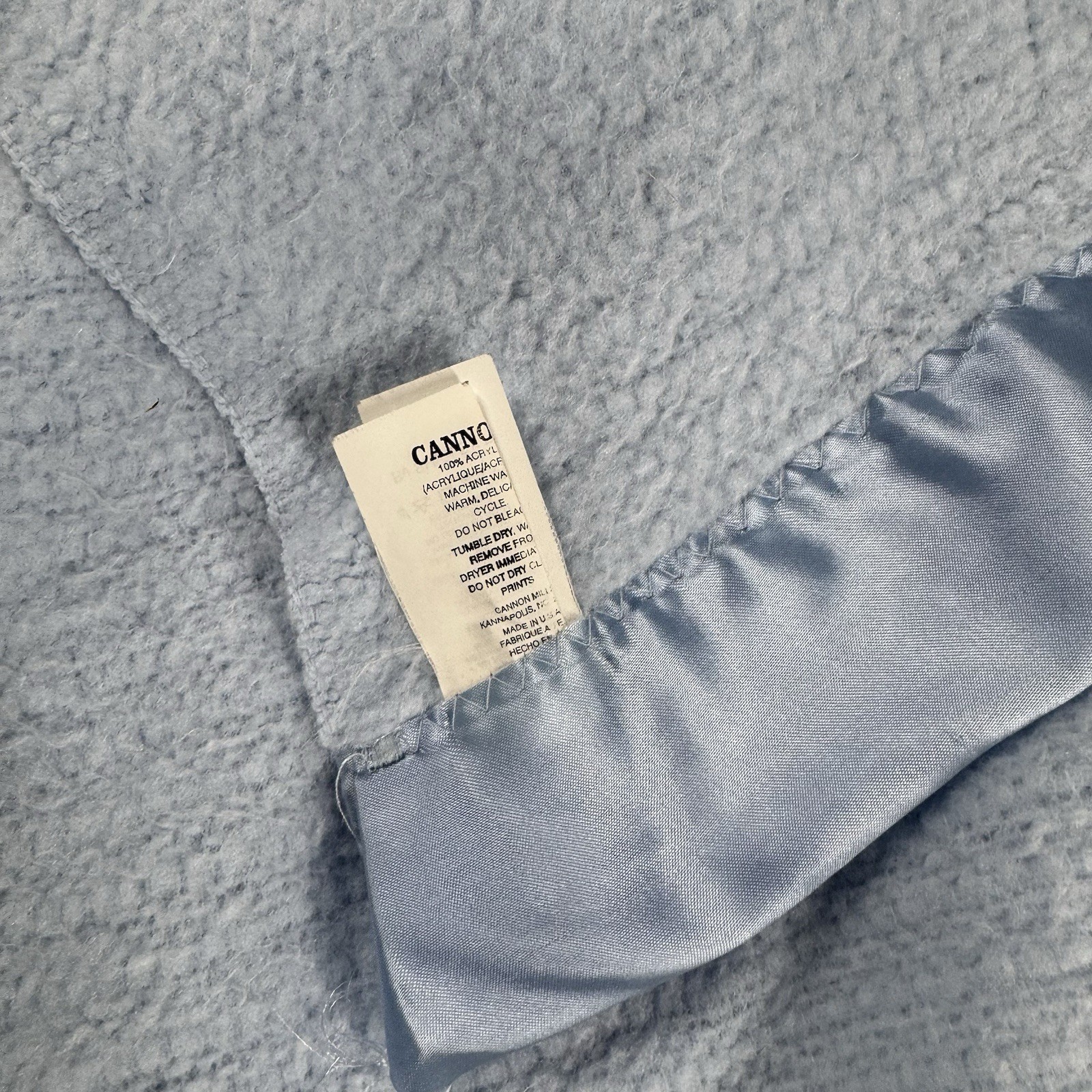 VTG Blue Blanket Thermal Waffle Weave Soft Satin Trim Cannon Mills Co 72x82