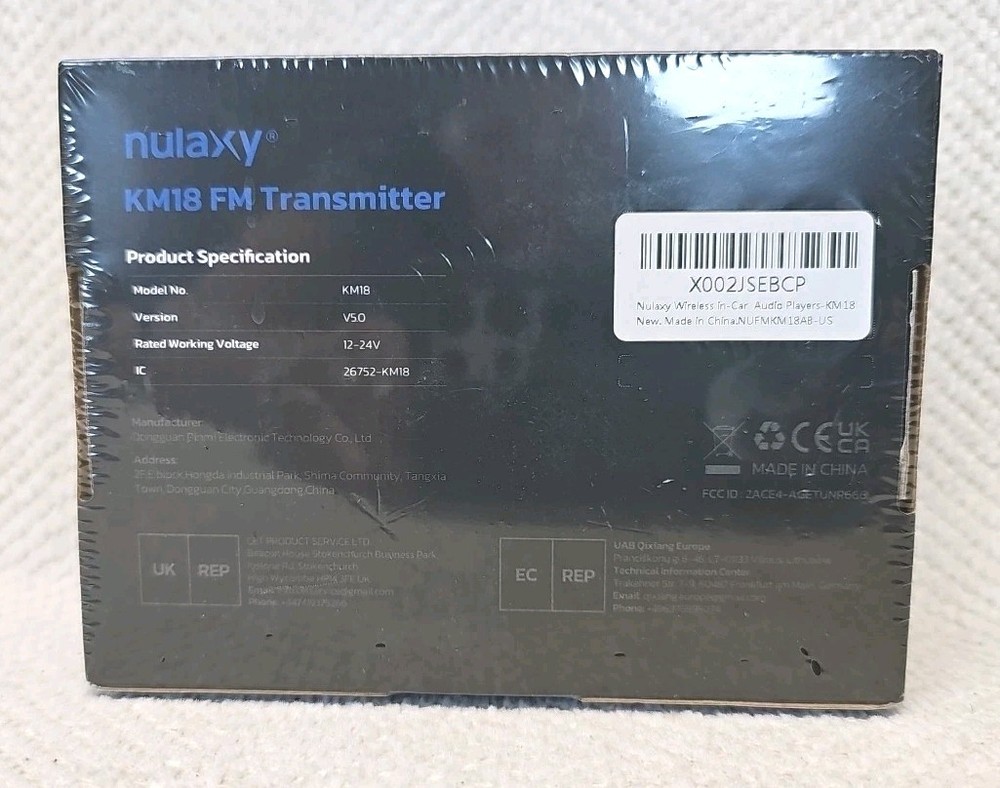 Nulaxy KM18 Wireless In-Car Bluetooth FM Transmitter (Black - New in box)