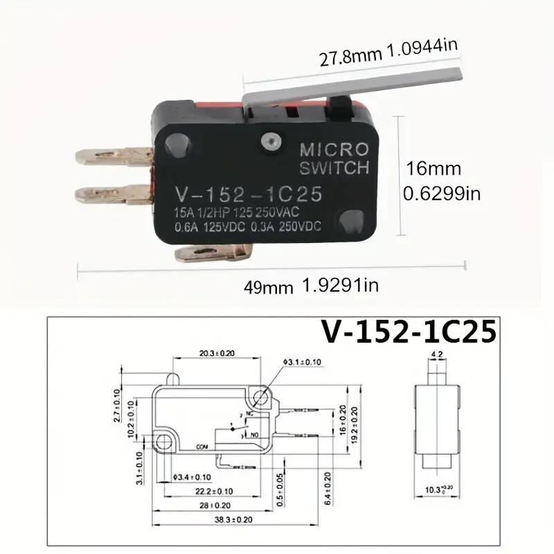 5X Micro Limit switch v-152-1c25 great for small projects or experimenting
