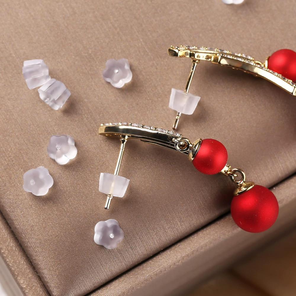 Rubber Earring Backs Soft Clear Earring Backings for Studs Hypoallergenic Silico