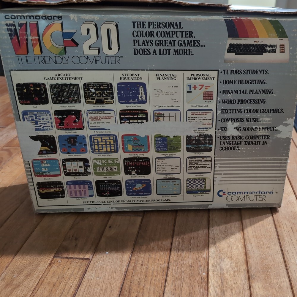 Commodore VIC 20 No Cables/Untested, C2N Cassette Player & Cassette 6 Pack Games
