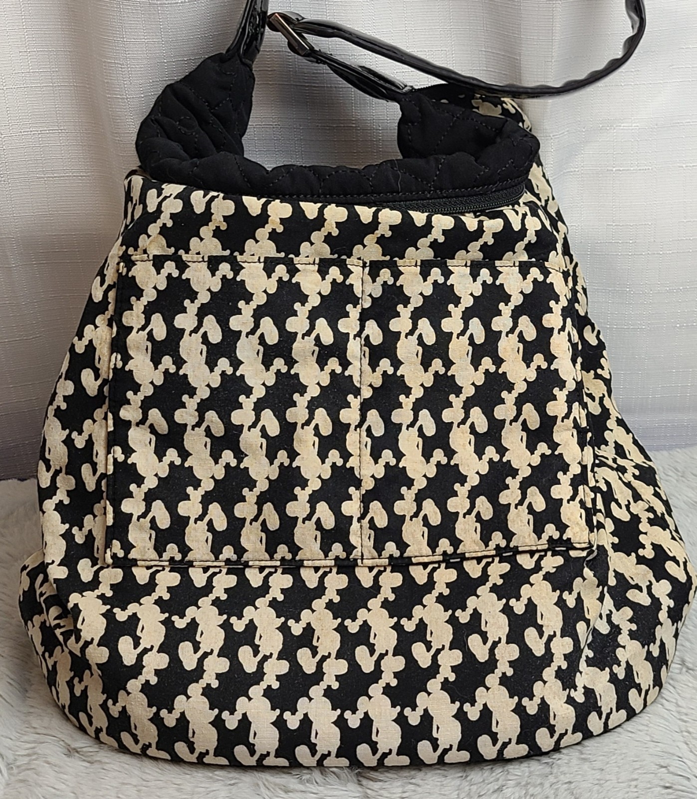 Vera Bradley Disneys Mickey Mouse Black Quilted Bucket Bag/Tote, Retired