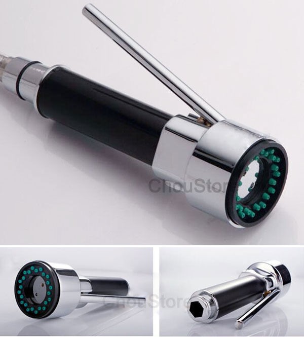 Kitchen Pull Down Faucet Sprayer Head Replacement Chrome Black Dual Mode Nozzle
