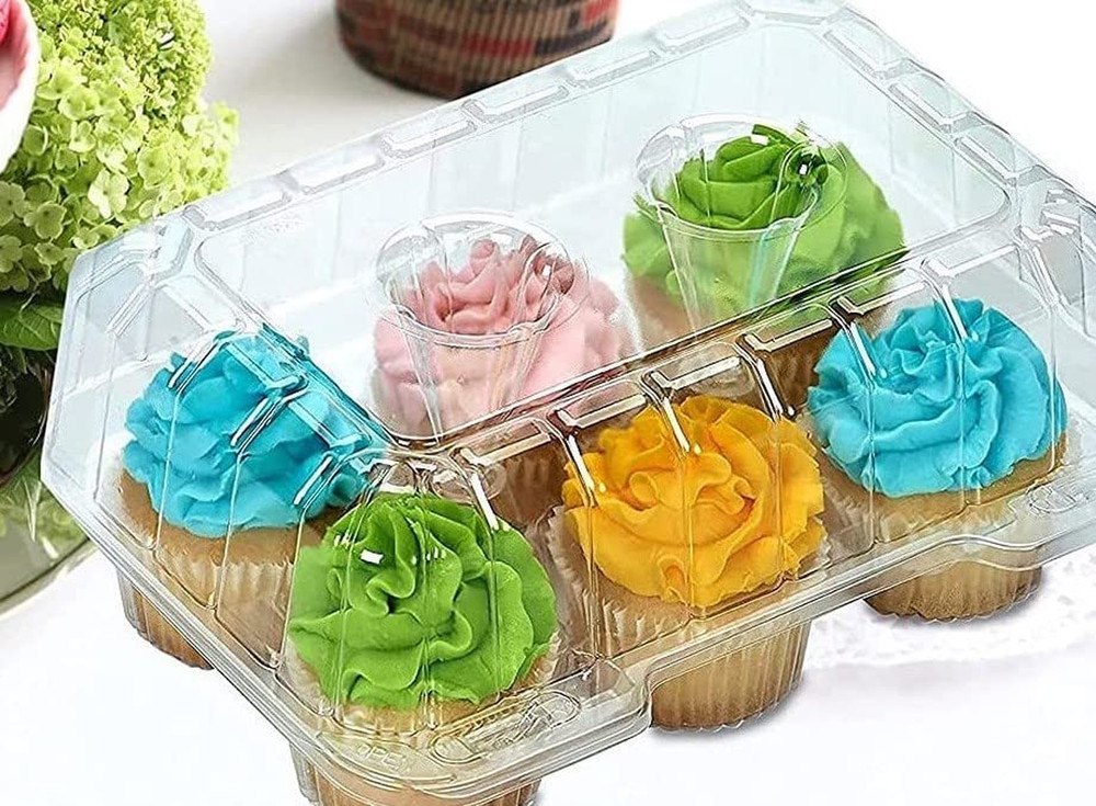 Cupcake Boxes 6 Count [ MADE in USA ]- Clear Plastic Cupcake Containers with 4"