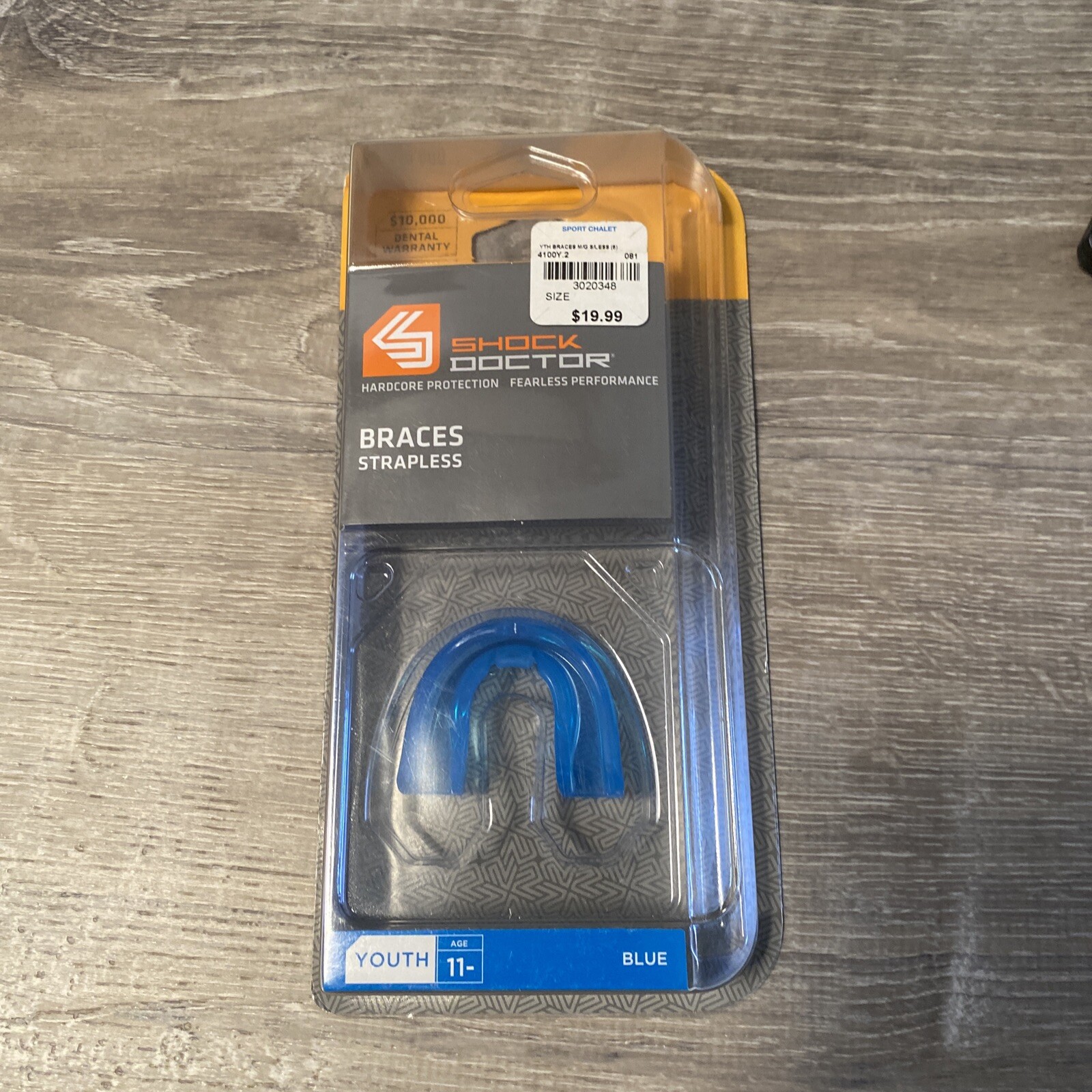 Mouthguard Shock Doctor  Sports Protection Braces Strapless Youth 11- Blue 4100Y