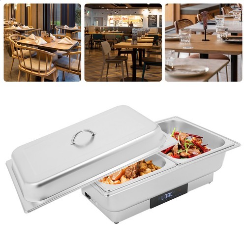 9L Electric Chafing Dish with 2 Compartments & Smart Temperature Control