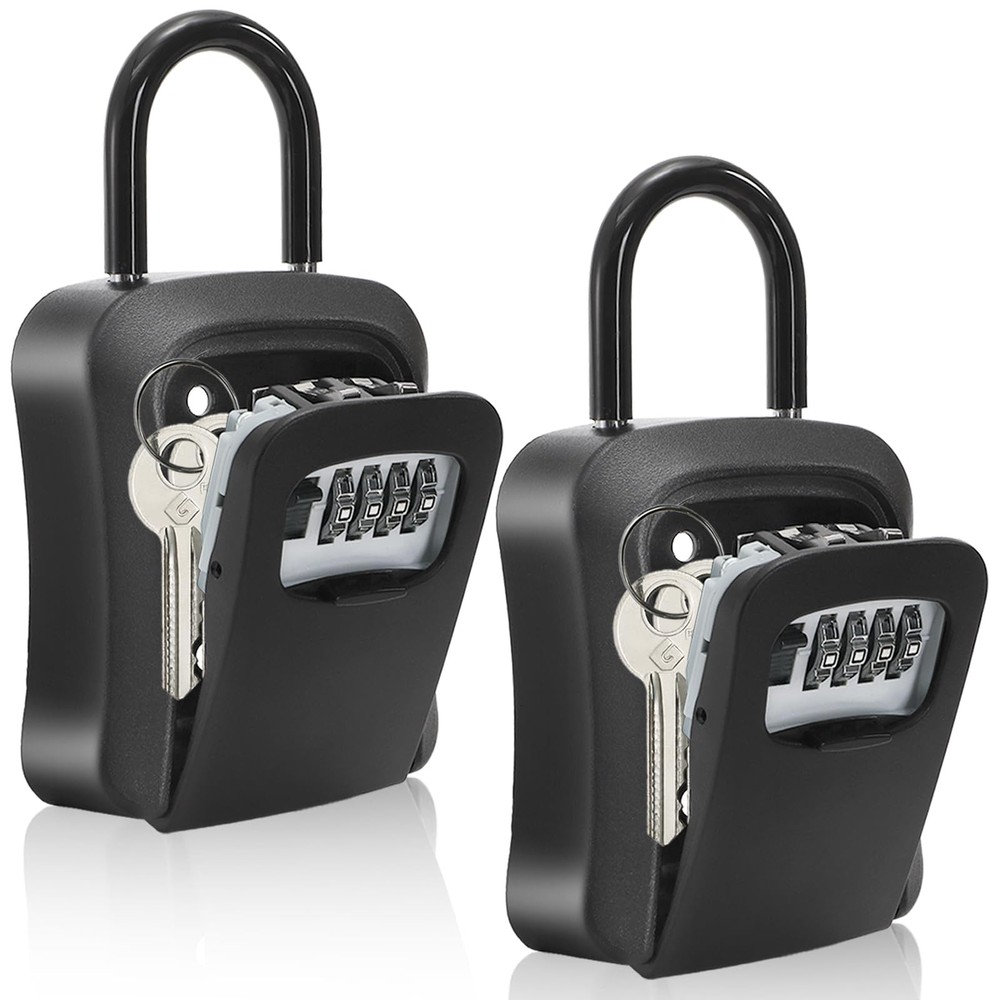 2 Pack Key Lock Box Wall Mount Waterproof 4-Digit Combination Key Safe Garage