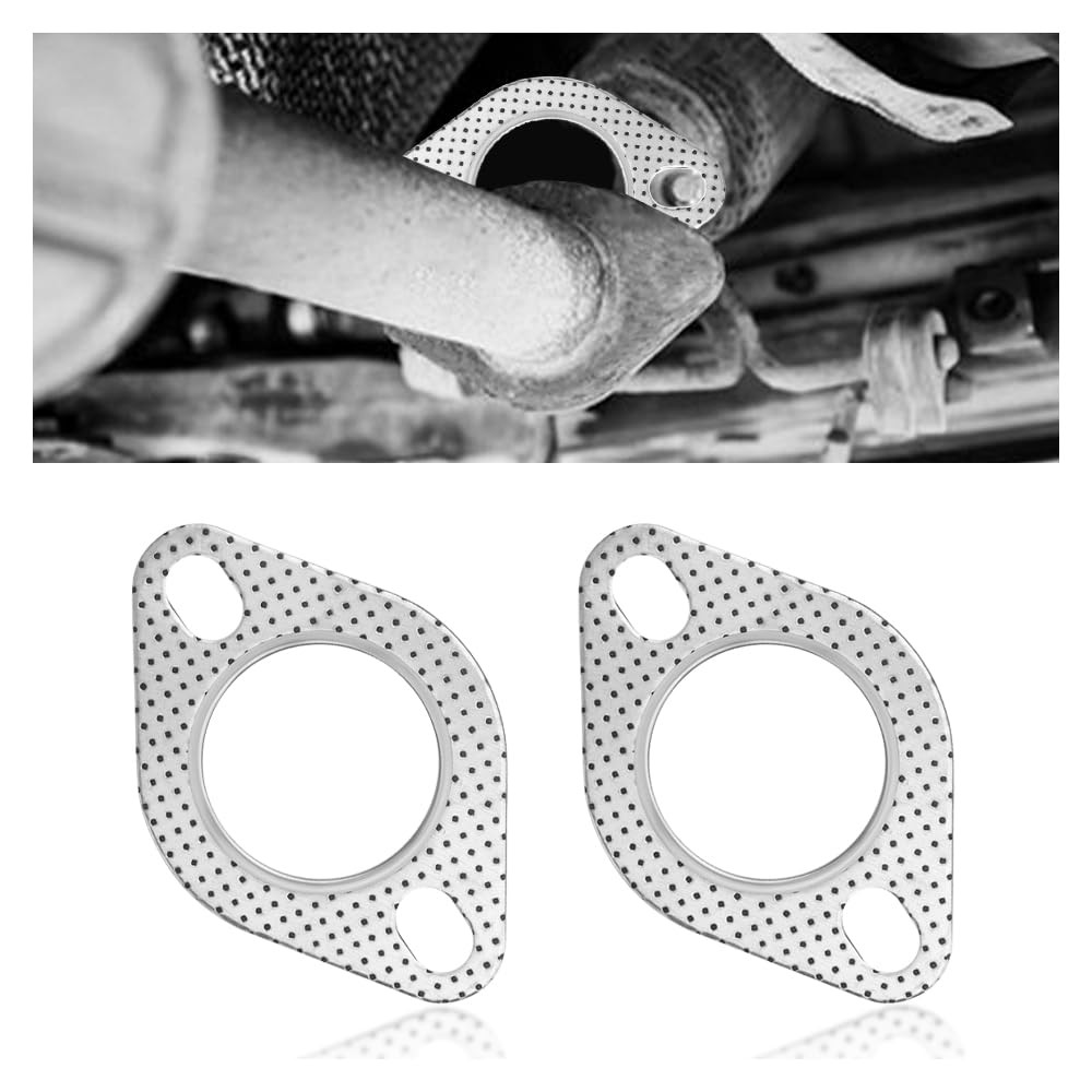 2PCS Car Exhaust Gasket,2.25" 2-Bolt Exhaust Flange Gasket Car 2.25inch