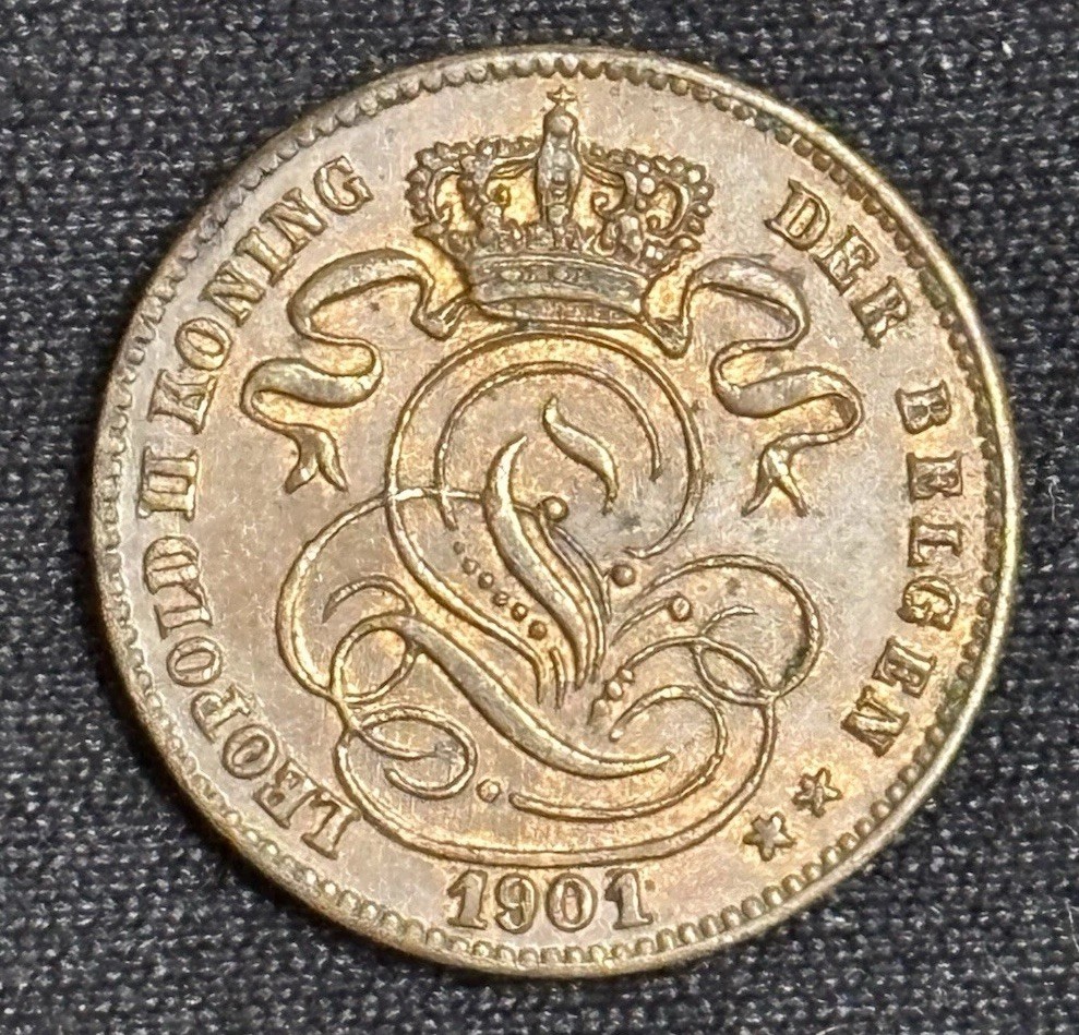 1901 Belgium 1 Centime, Mint, Some Red Luster!