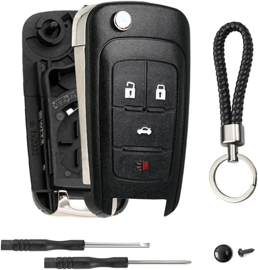 4 Button Key Fob Keyless Entry Remote Shell Case Replacement for Chevy black