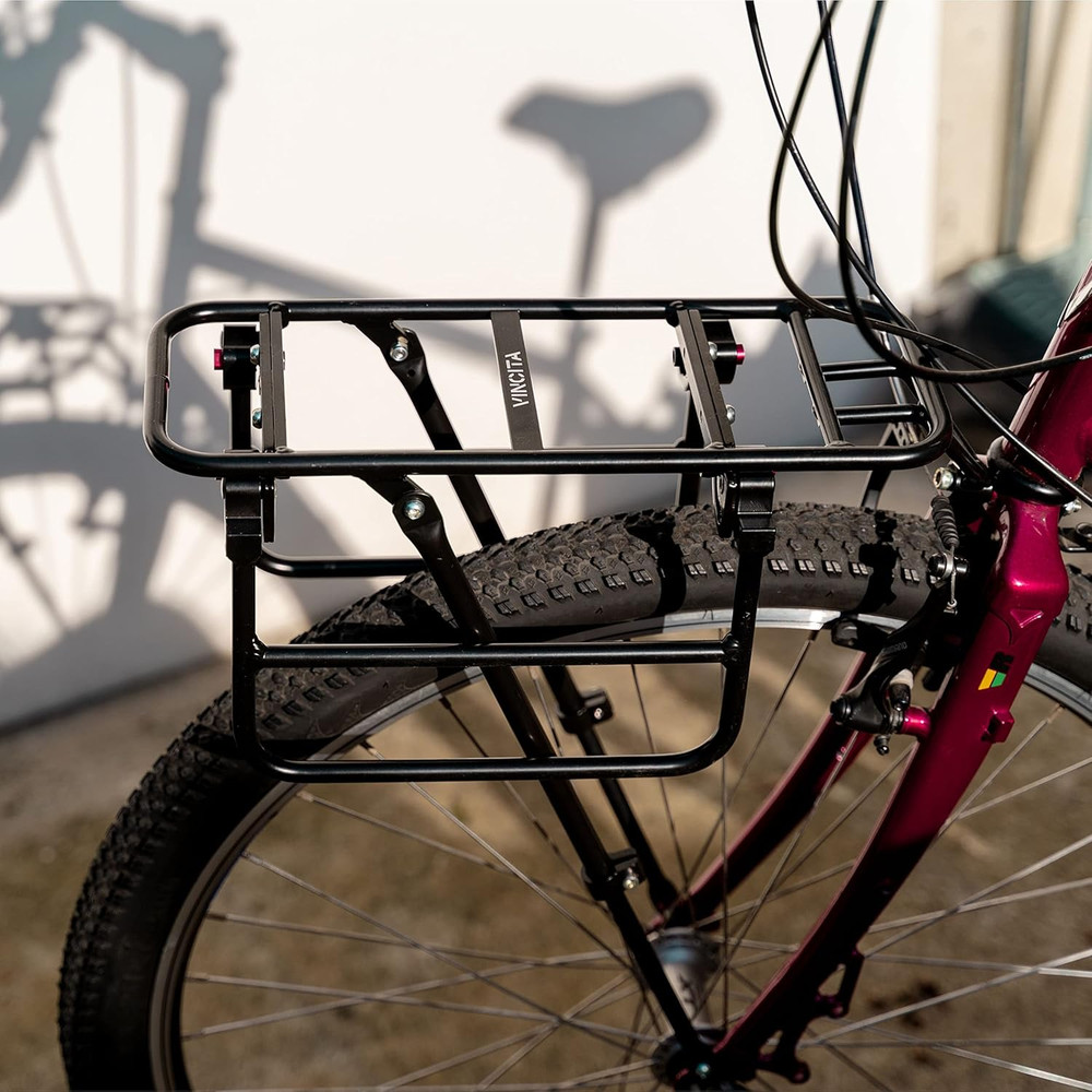 Expandable Bike Front Rack – Wide Pizza Rack Flatbed Platform with Foldable Wing