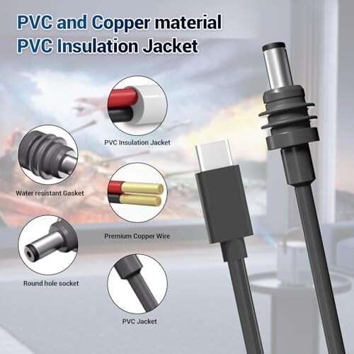 for Starlink Mini USB C to DC Power Cable, 100W 10ft USB Type C Input to DC