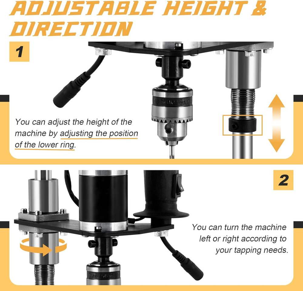 M3-M6 Electric Tapping Machine Vertical Tapping Tool with Bench Vice & 4 Taps Ad