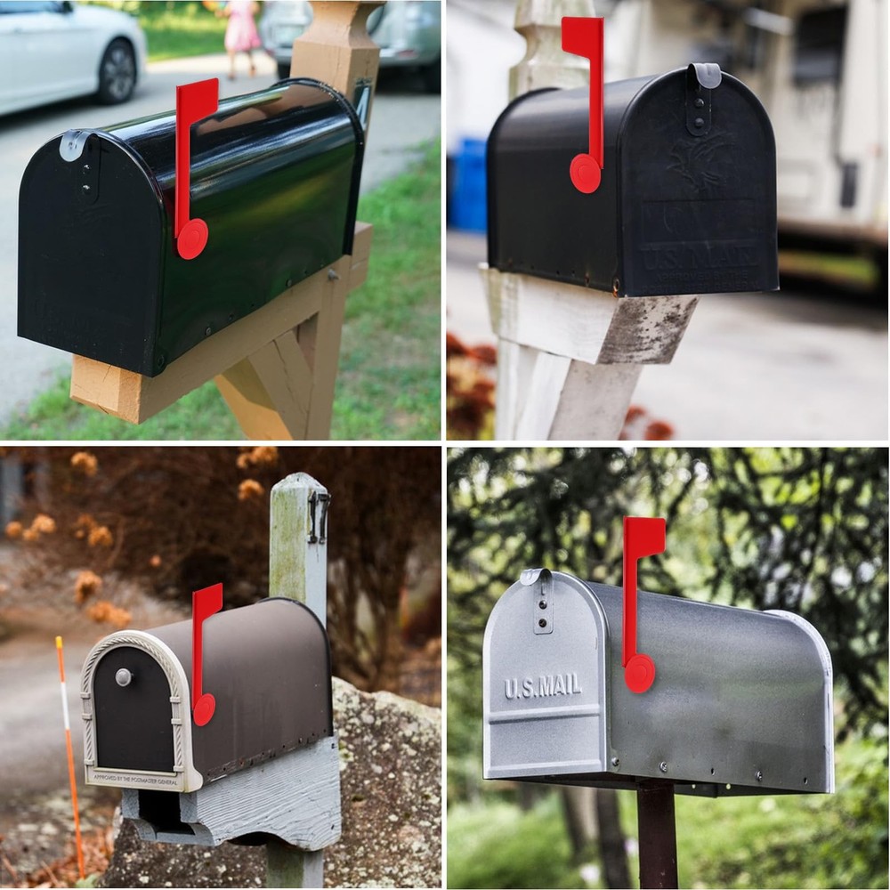 Mailbox Flag Replacement, Easy Installation Metal Mailbox Flag Universal Red