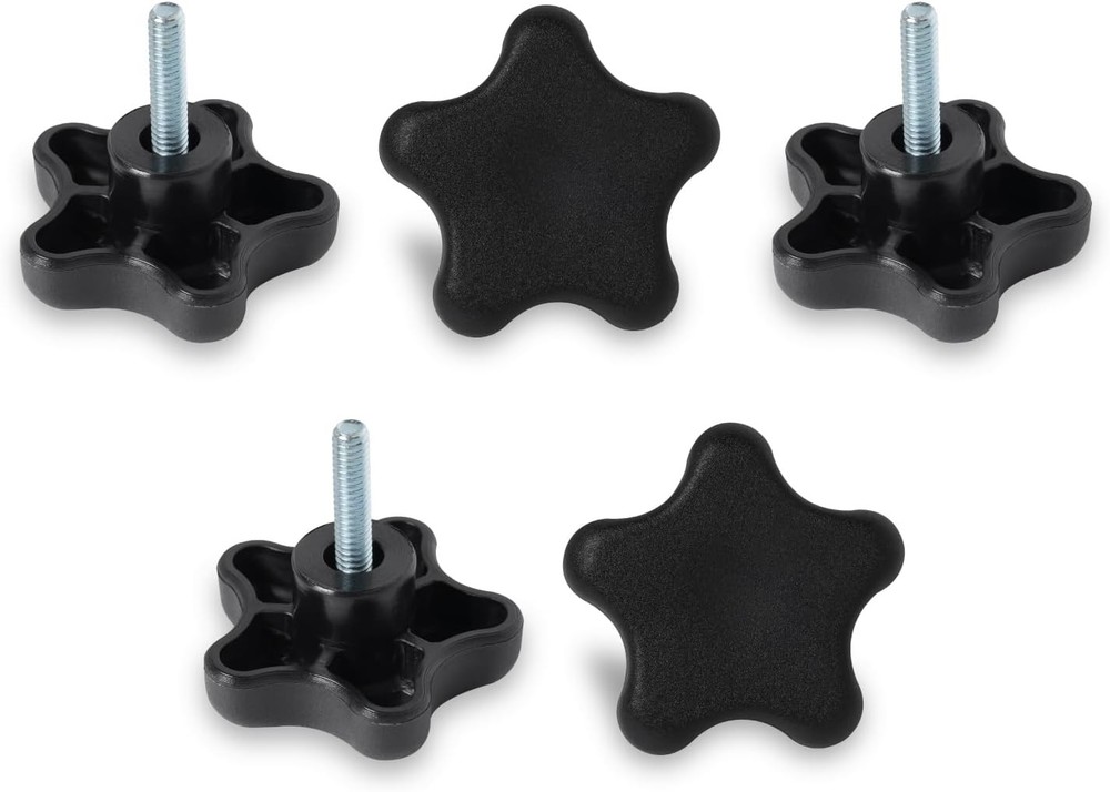 POWERTEC 5 Pack 1/4"-20 5 Star Knobs with 1" Threaded Stud, Thumb