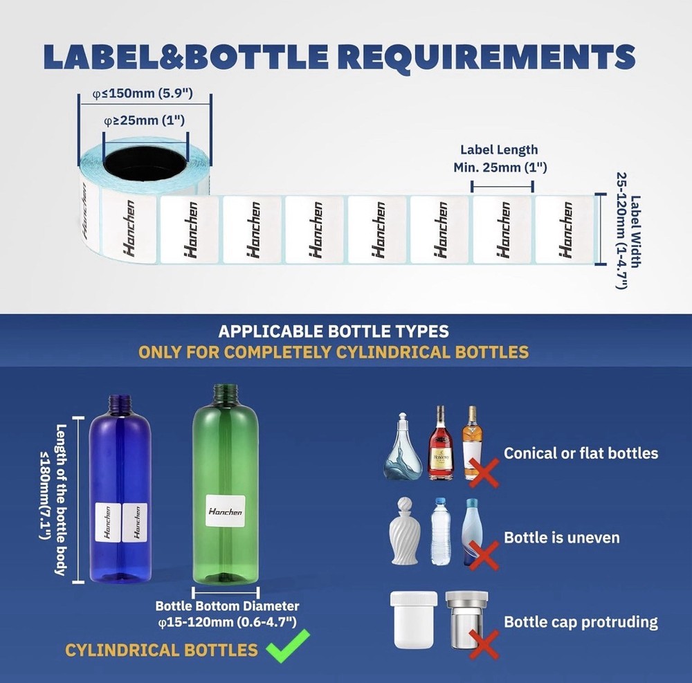 Hanchen Bottle Labeler Manual Round Labeling Machine Adjustable Label Applicator