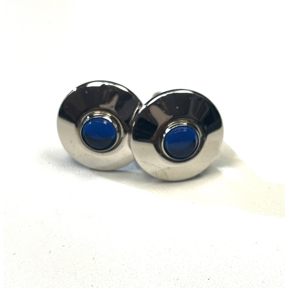 Vintage Blue and Silver Tone Cuff Links