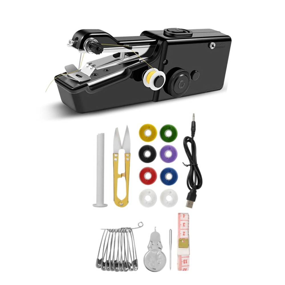 1Set Handheld Mini Sewing Machine Stitch Electric Compact Tool w/ Sewing Kit