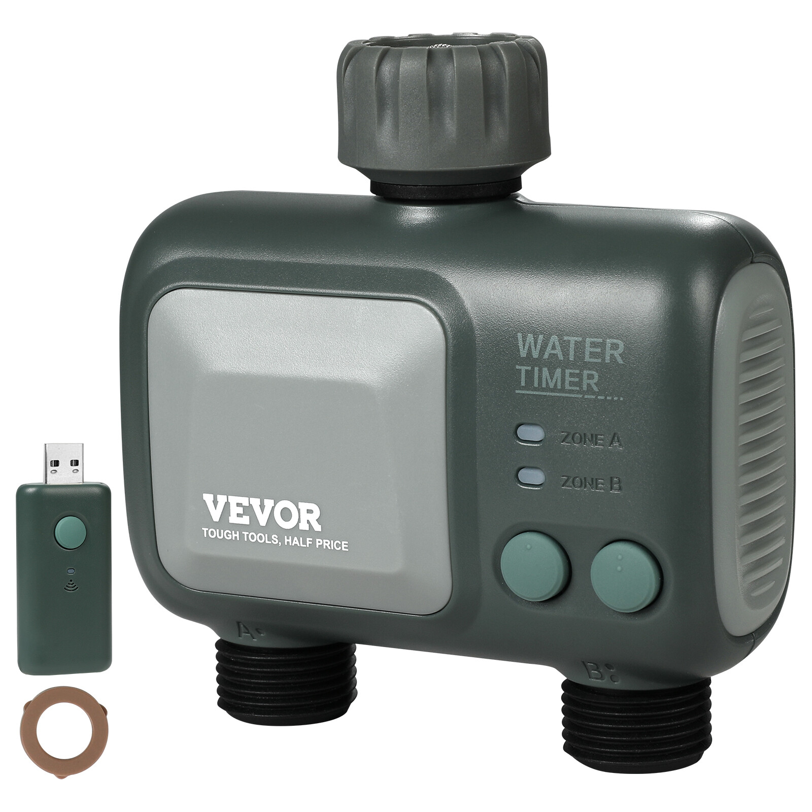 VEVOR WiFi Sprinkler Timer 2 Outlets Smart Hose Faucet Water Timer Bluetooth