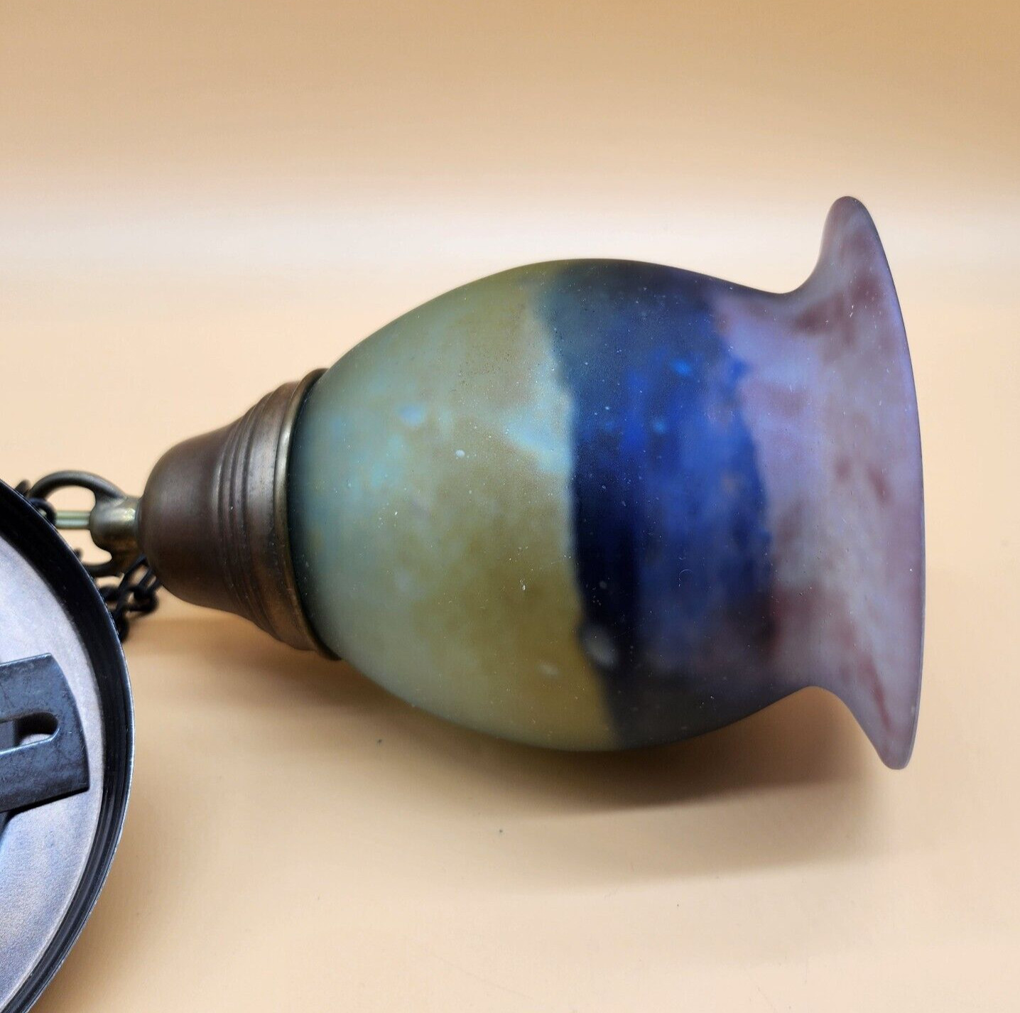 Vintage Art Glass Hanging Ceiling Pendant Light Fixture