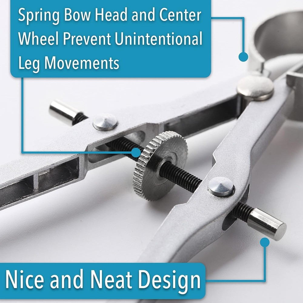 Professional Bow Compass for Geometry - Create Circles Up to 8 Inches