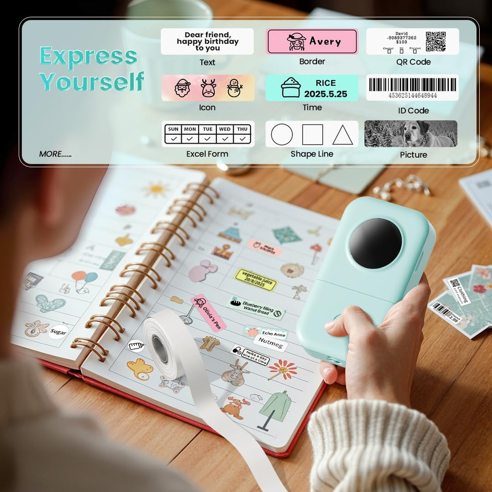 Phomemo D30 Label Maker Machine, Portable Handheld Bluetooth Mini Label Printer