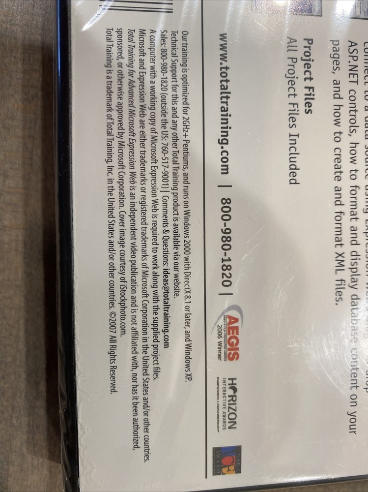 Advanced Microsoft Expression Web Total Training (DVD) Brand new sealed￼