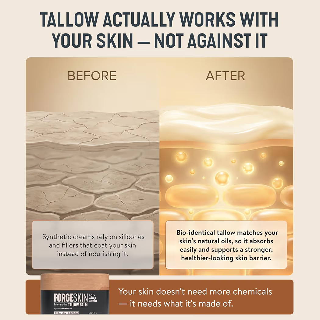 Forge Skin Beef Tallow Balm Anti-Aging Moisturizer & Hydrating Skin Cream 1.7oz