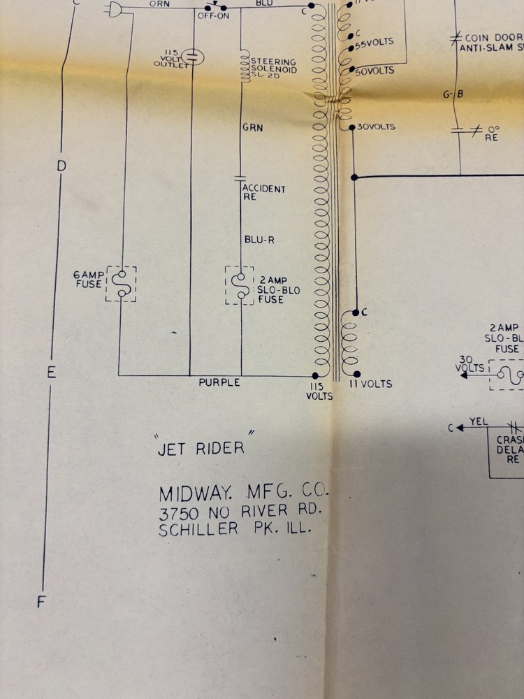ORIGINAL-MIDWAY-JET RIDER-SCHEMATICS-GENERAL INSTRUCTIONS