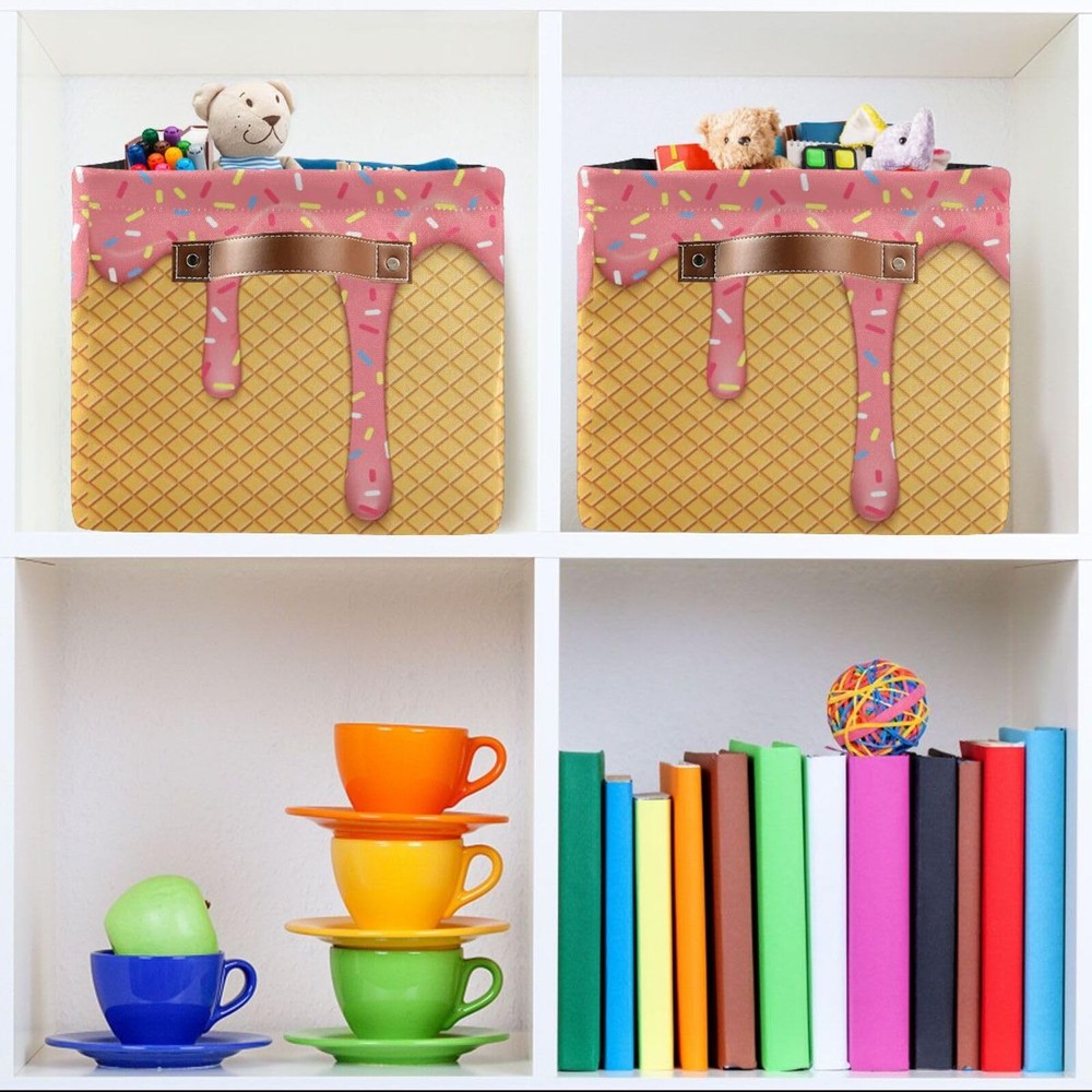Ice Cream Rectangular Storage Basket Organizer Bin Shelf Baskets For Clothes