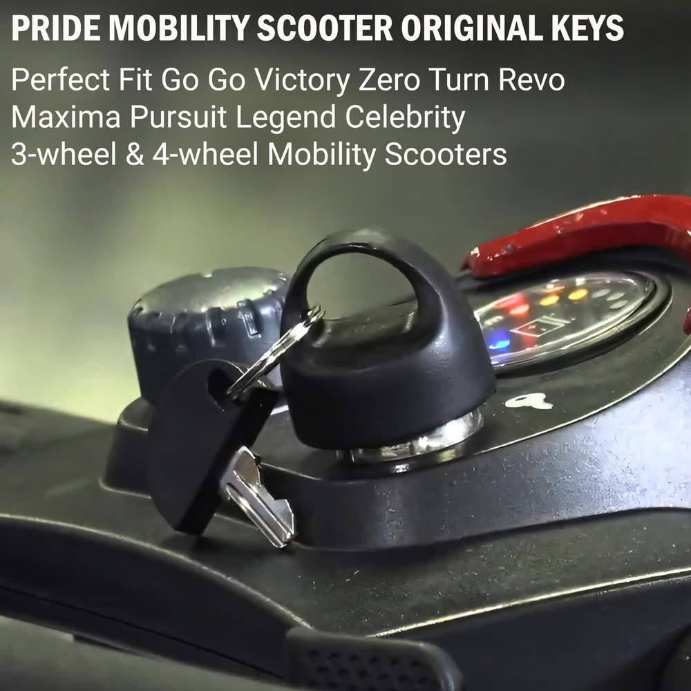 Pride Mobility Scooter Replacement Key Set Compatible with Go-Go 1 Set, Black
