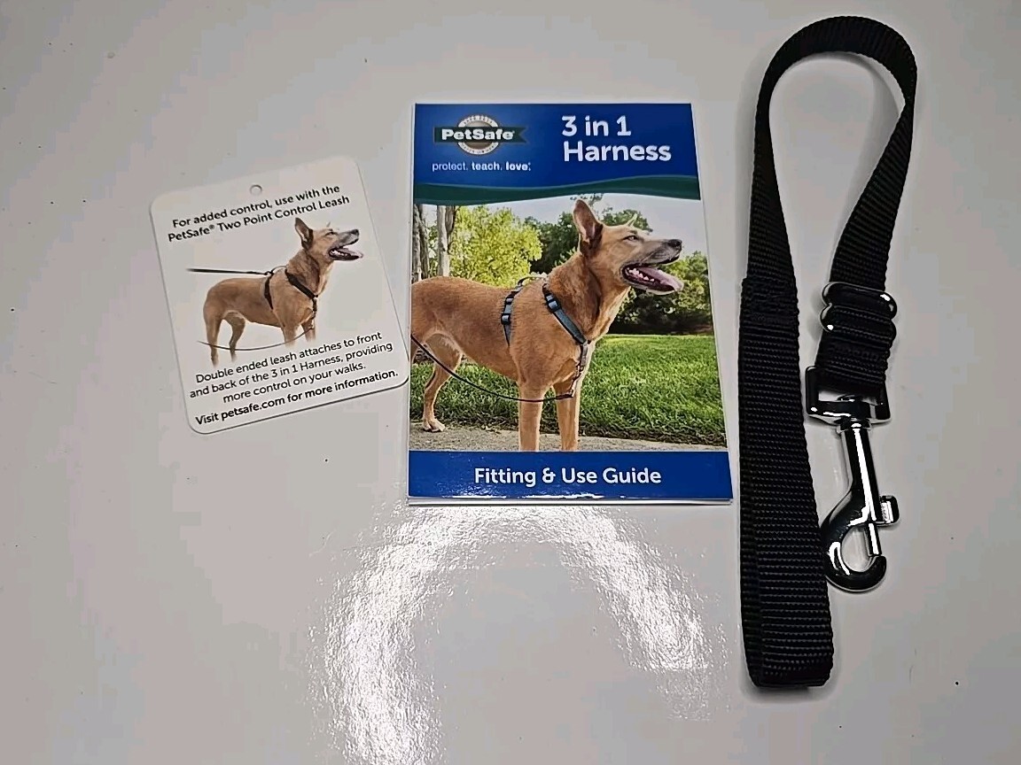 PetSafe 3 in 1 Dog Harness-MEDIUM-Teal-No Pull Design-Car Restraint-Reflective