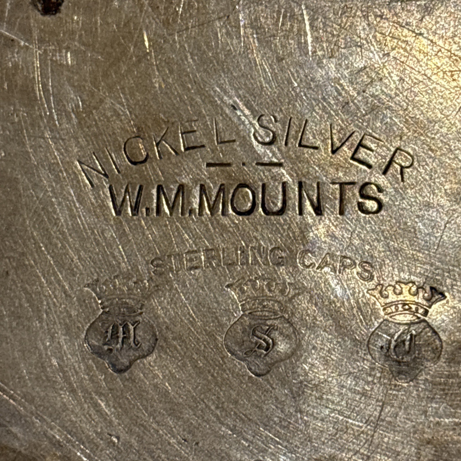 Antique NICKEL & STERLING SILVER W. M. MOUNTS Decor BOWL STERLING CAPS