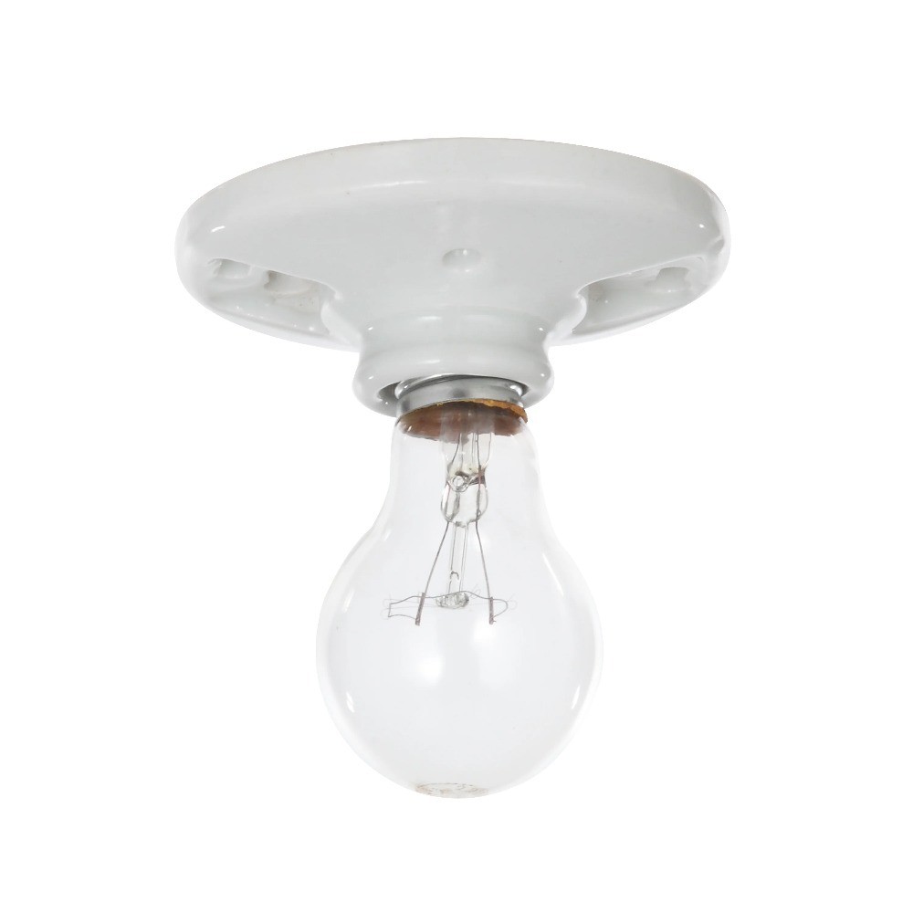 White Porcelain Ceiling Light Bulb Socket Base 2.25 inch Height 1-Pack E26 E27