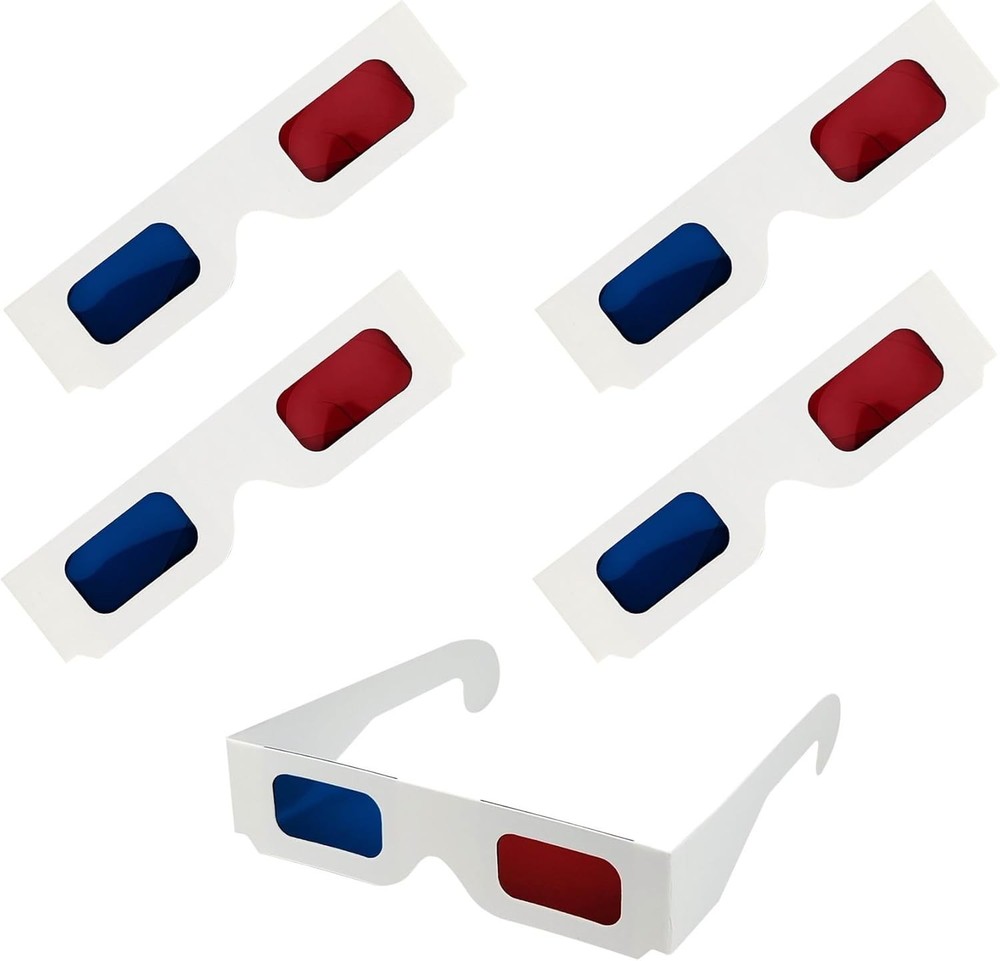 5 Pcs Classic 3D Glasses - Red and Blue Anaglyph with Adjustable Fit