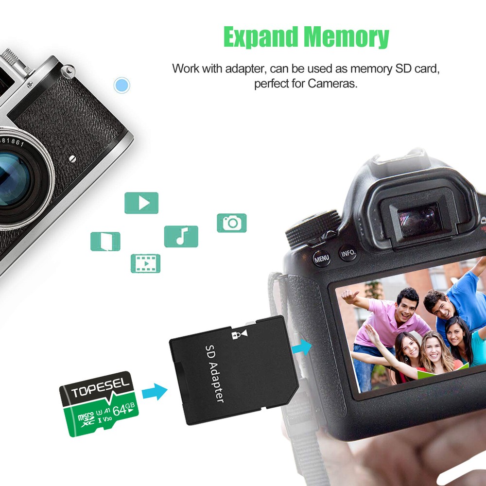 2X 64GB Micro SD Card SDXC Class10 V30 Memory Card TF Memory Flash Card Camera