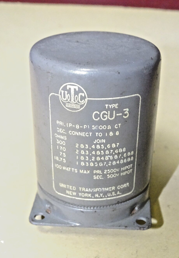 UTC Type CGU-3 Audio Output Transformer, 100 Watts, for Push/Pull 6550 Tubes