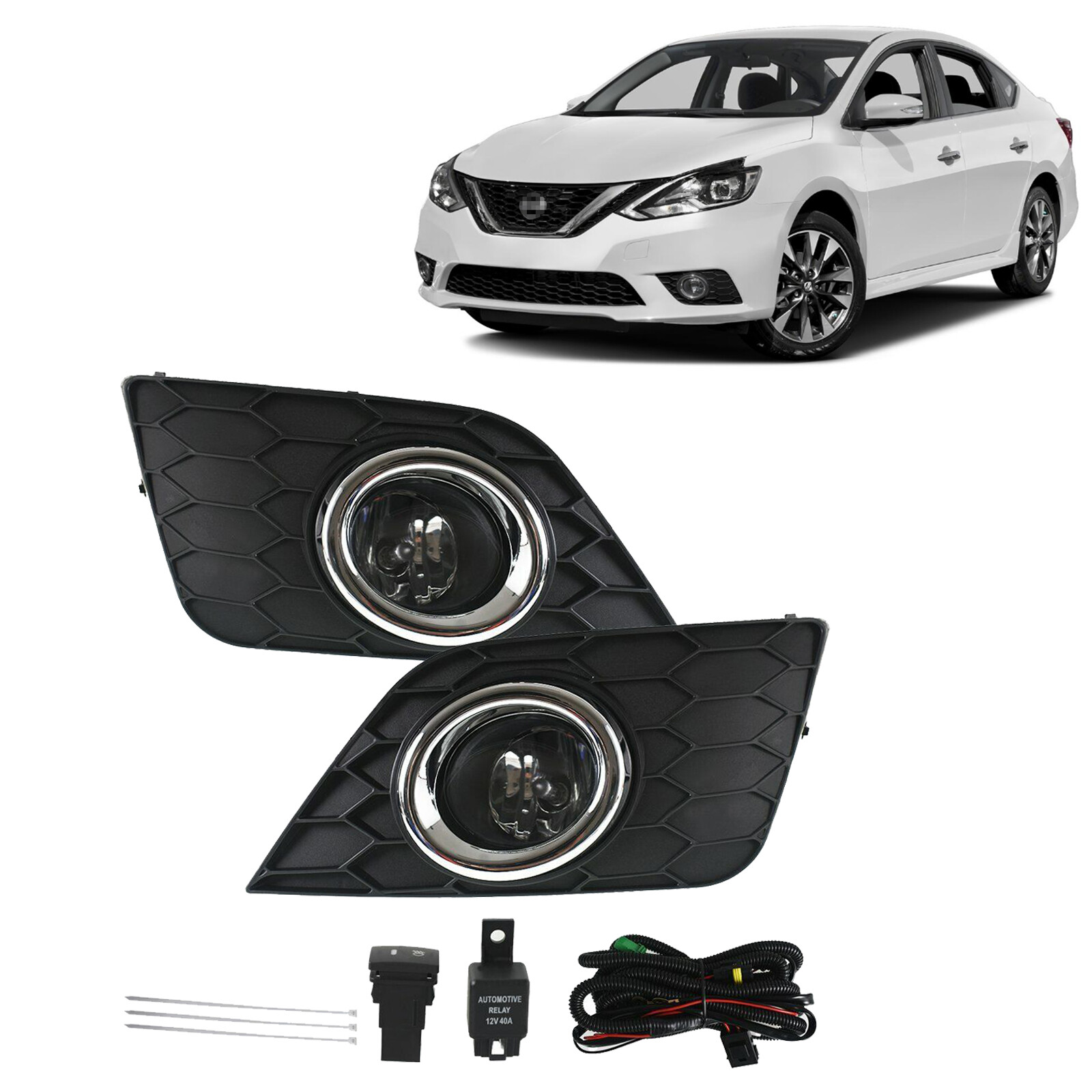For 2016 17 2018 2019 Nissan Sentra Bumper Fog Lights Fog Lamp Wiring Switch Kit