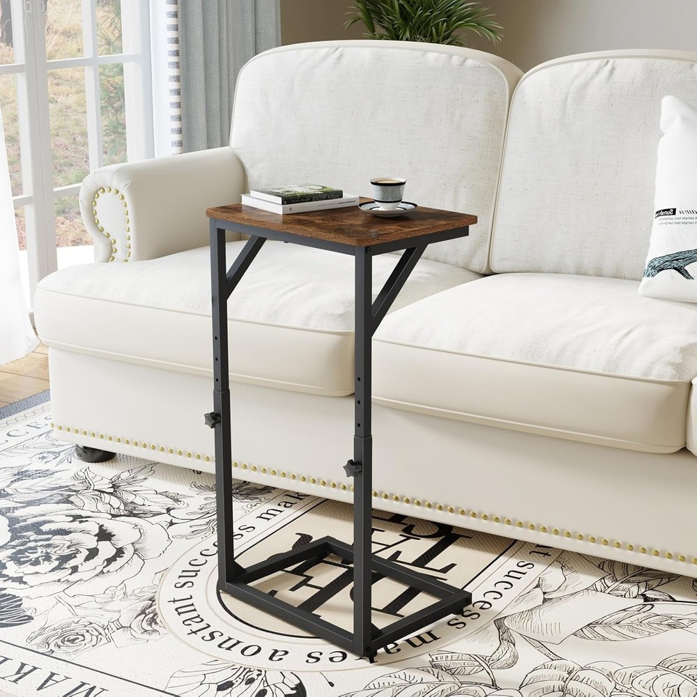 Adjustable C-Shaped End Table Small Side Table Couch Sofa TV Tray Table Living