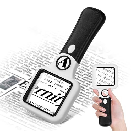 Compact Magnifying Glass with Lights,45X0X 1 1 Pack Black Handle&white Frame